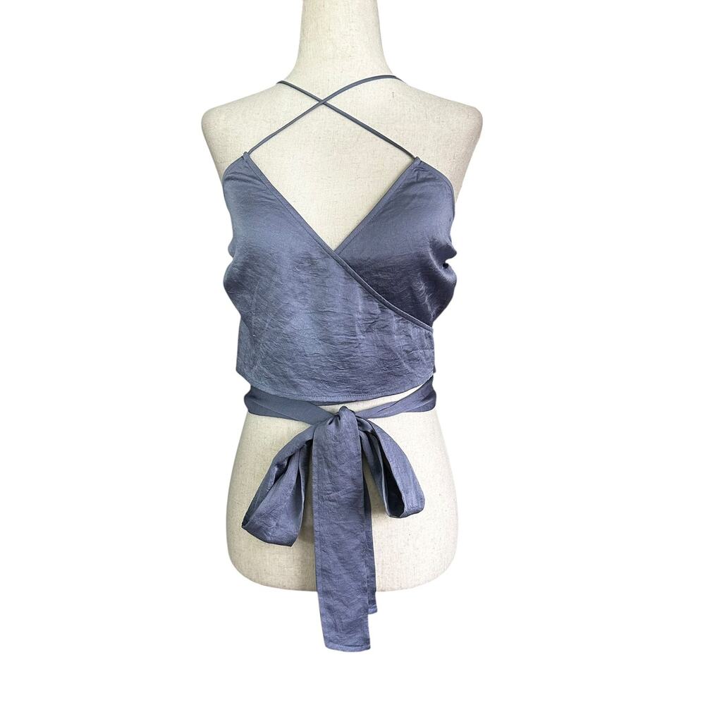 Express Blue Wrap Around Crop Top Women's Size XS | 63-3-2